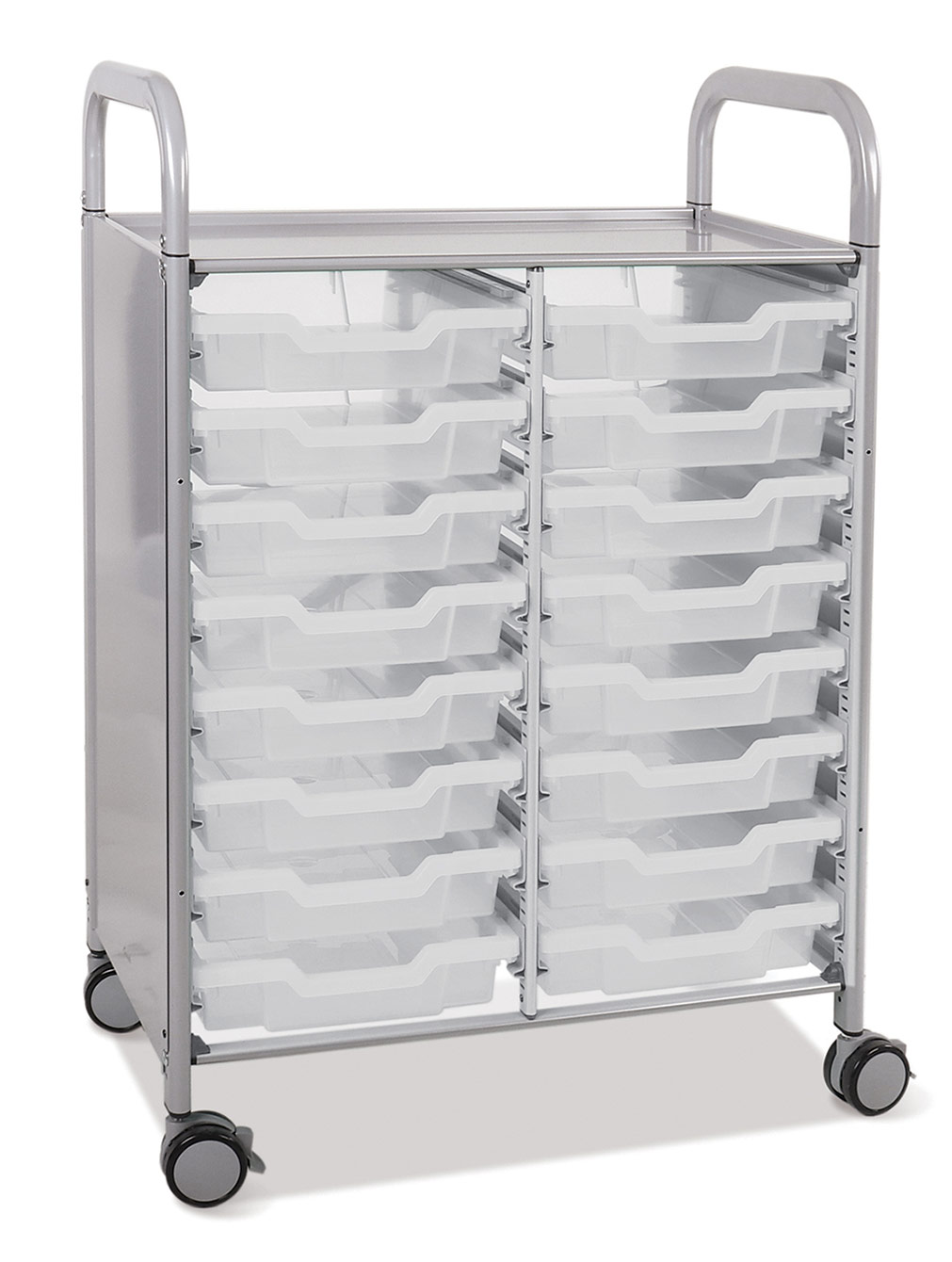 16 Double Shield Plus - Shallow Callero Trays Trolley Gratnells